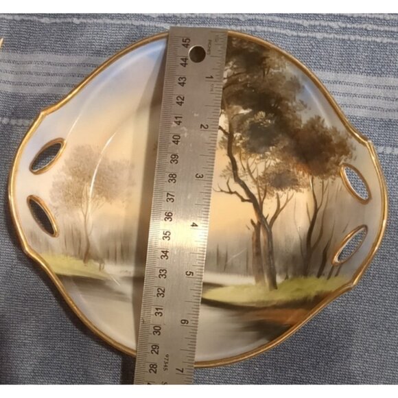 Antique Noritake Morimura Hand Painted Handled Candy Dish Bowl 7in Japan Gold - Picture 13 of 14